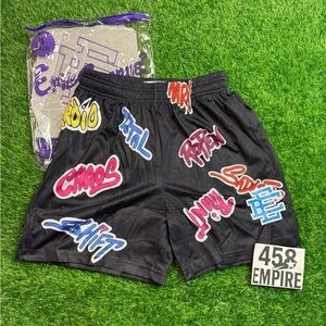 EE Black Graffiti Mesh Shorts